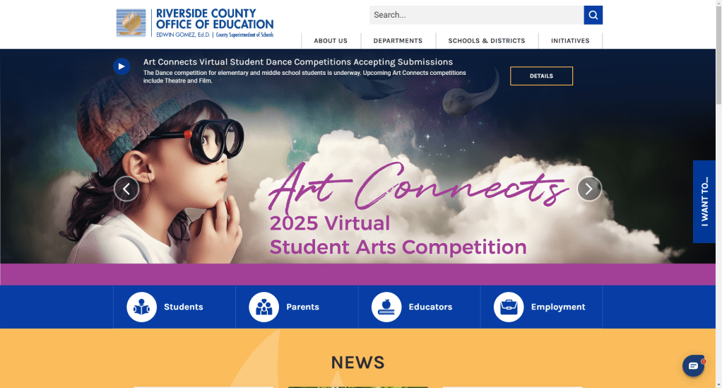 Riverside County Office of Education Website Homepage