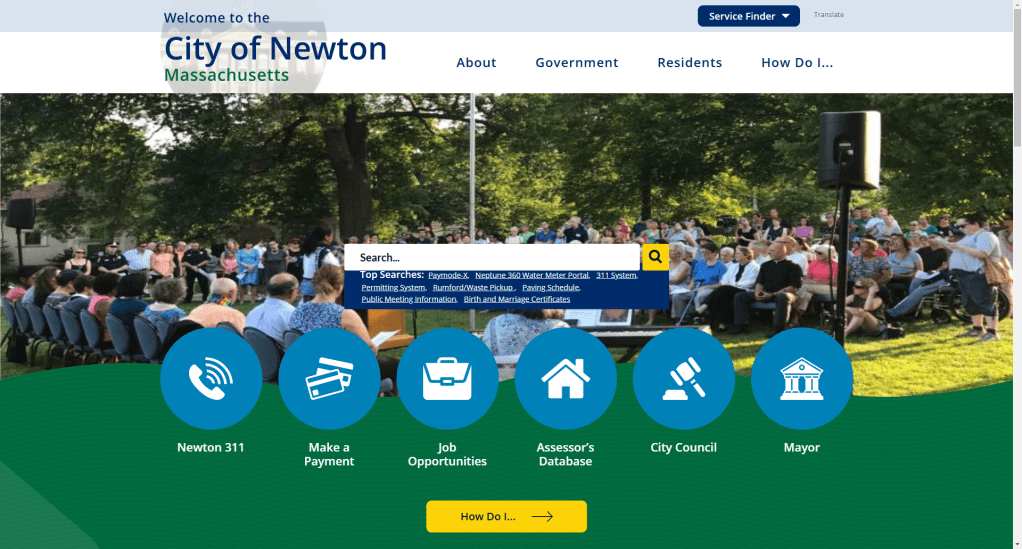 City of Newton MA Website Homepage