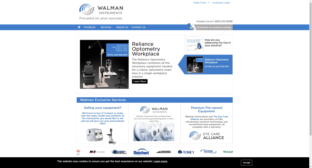 Walman Instruments Website Homepage
