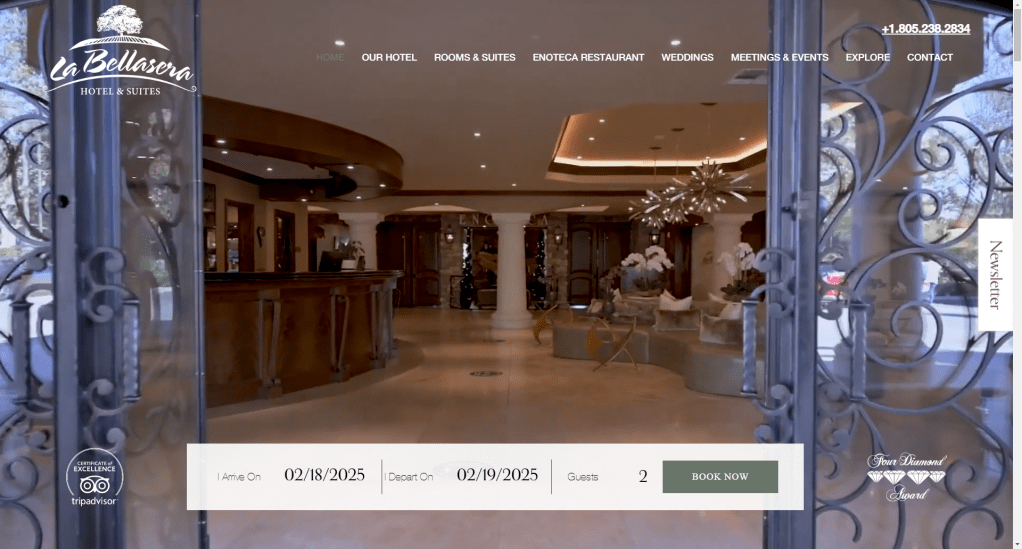 LaBellasera Hotel & Suites Website Homepage
